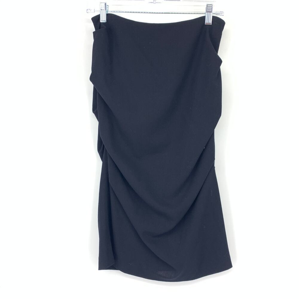 Nicole Miller Collection Ruched Draped Sides Straight Skirt Women Sz 4 Black